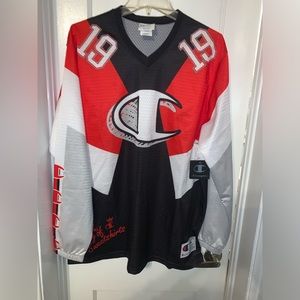 NWT Champion Men King of All Sweatshirts Vintage Hockey Jersey White/Black/LARGE
